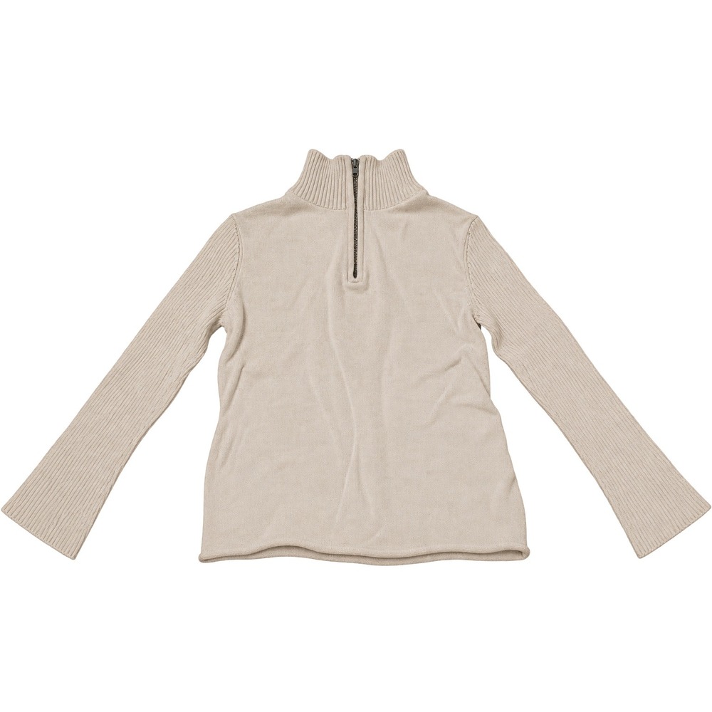 Calvin Klein Quarter Zip Cotton Knit Sweater Medium Beige preppy minimalist